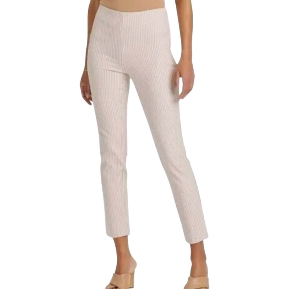 A New Day Womens NWT Cream & White Vertically Striped Skinny Ankle Pants Size 10